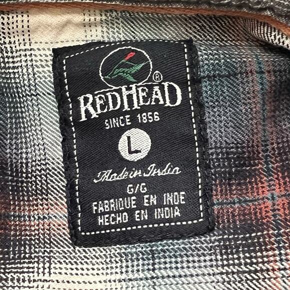 REDHEAD Men's Plaid Button Up Long Sleeve Flannel Shirt Size L Outdoor - Picture 7 of 10
